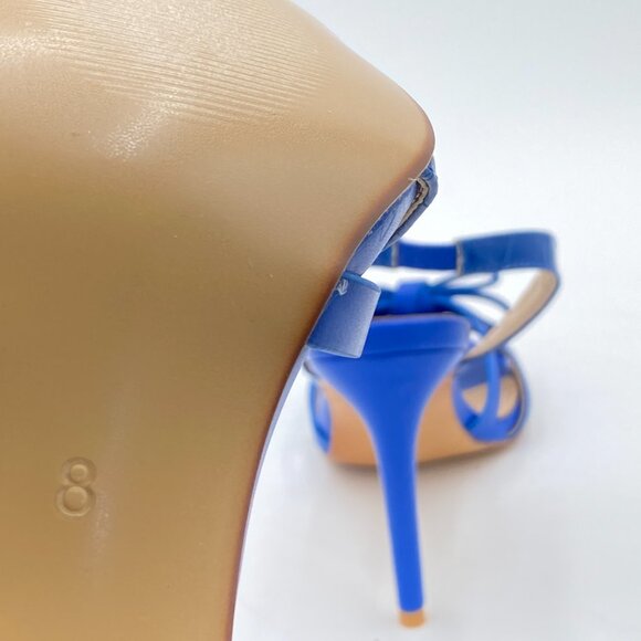 Blue Bow High Heel Slingback Sandals Open Toe Cutout Summer Shoes - Picture 5 of 6